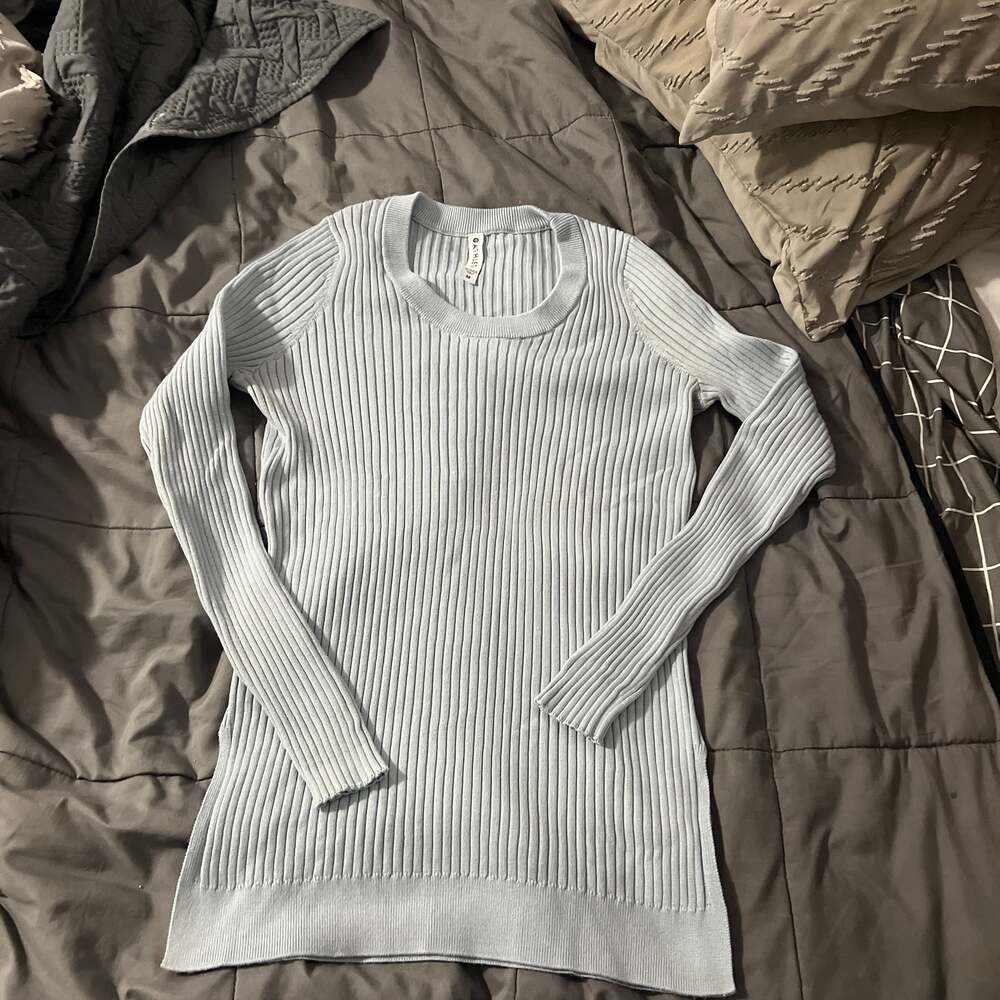 Athleta Lincoln Park Glacial Blue Ribbed Pullover Sweater